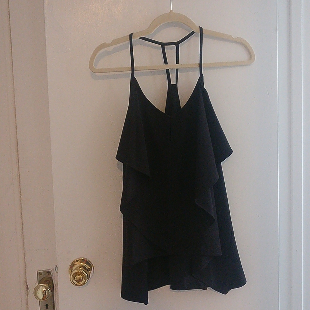 Black Layered Flowing Aqua Brand tank top with back strap detail